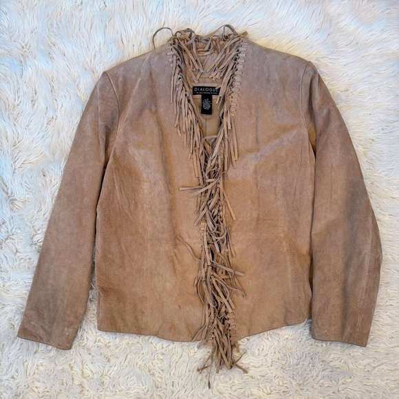 Vintage Suede Fringe Genuine Leather Jacket MACHINE WASHABLE Size Large - Picture 6 of 11